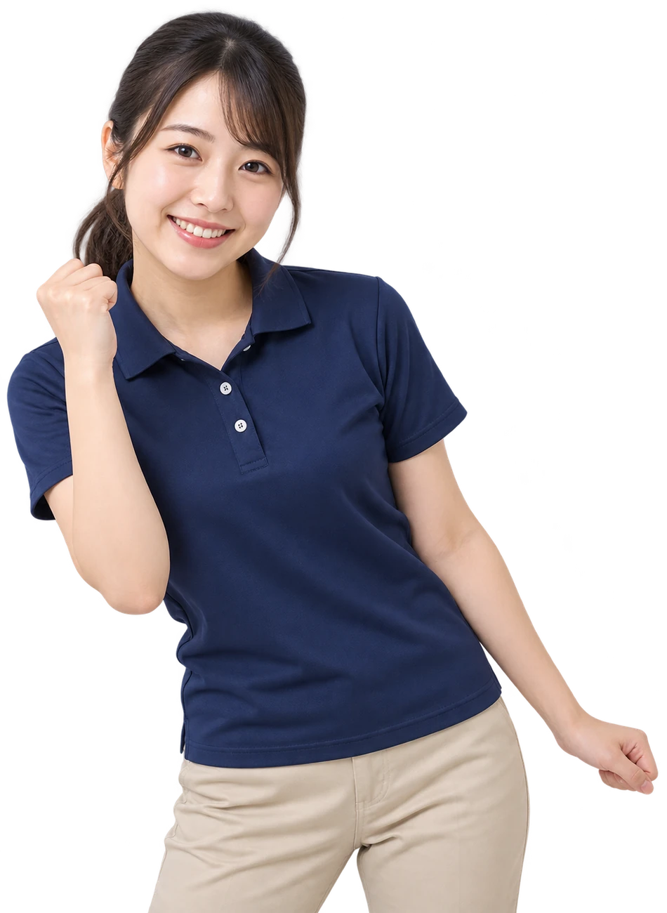 青い枠の左下から顔を出す架空の成人女性